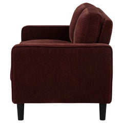 Ruth Rust Red Fabric Upholstered Track Arm Loveseat - Ornate Home