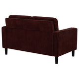 Ruth Rust Red Fabric Upholstered Track Arm Loveseat - Ornate Home