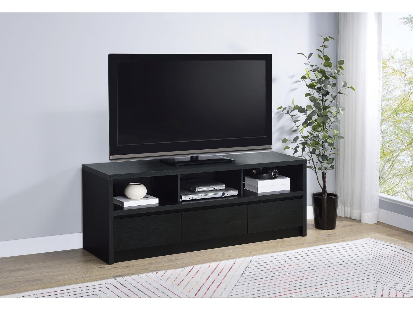 Rutland Black 59-inch 3-drawer TV Stand Media Console - Ornate Home