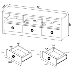 Rutland Black 59-inch 3-drawer TV Stand Media Console - Ornate Home