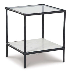 Ryandale Clear Glass & Marble End Table (Online Special Price) - Ornate Home
