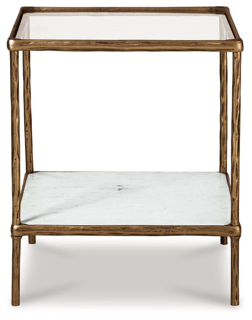 Ryandale Clear Glass & Marble End Table (Online Special Price) - Ornate Home