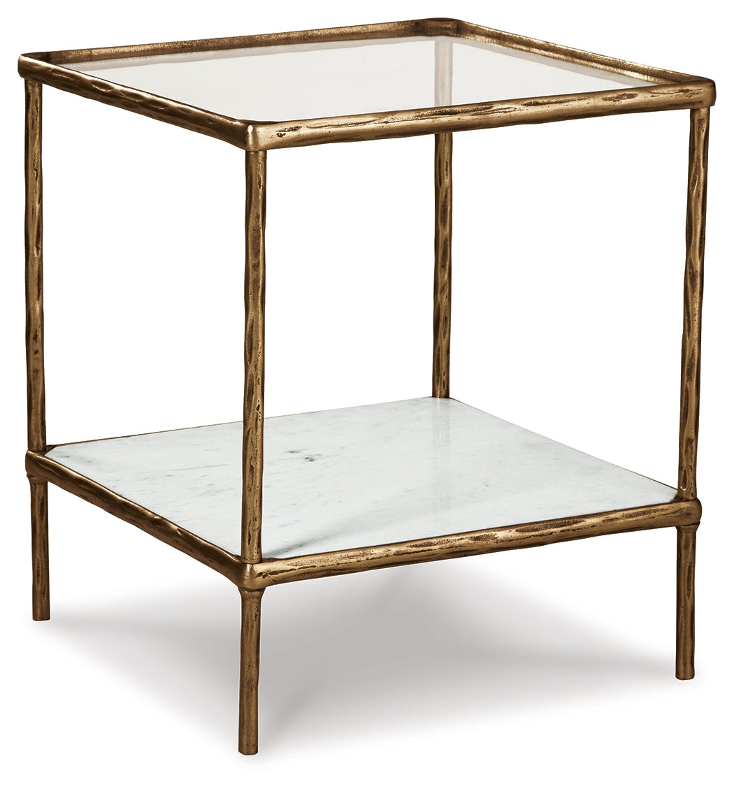 Ryandale Clear Glass & Marble End Table (Online Special Price) - Ornate Home