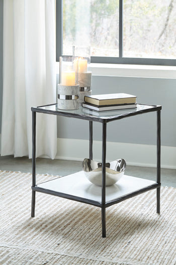 Ryandale Clear Glass & Marble End Table (Online Special Price) - Ornate Home
