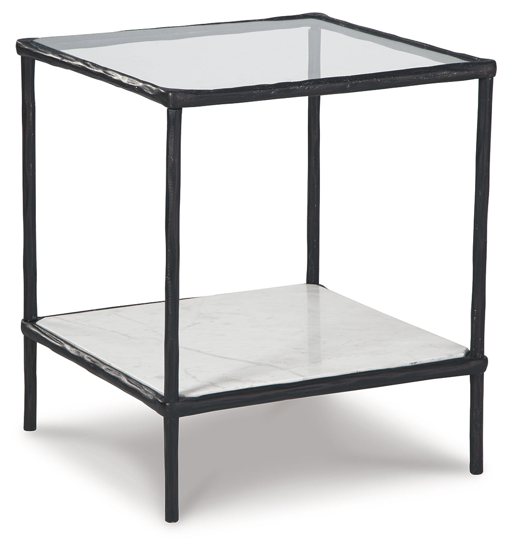Ryandale Clear Glass & Marble End Table (Online Special Price) - Ornate Home