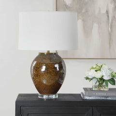 Rye Glazed Brown Table Lamp - Ornate Home