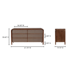 Rye Warm Brown 6 Drawer Dresser - Ornate Home