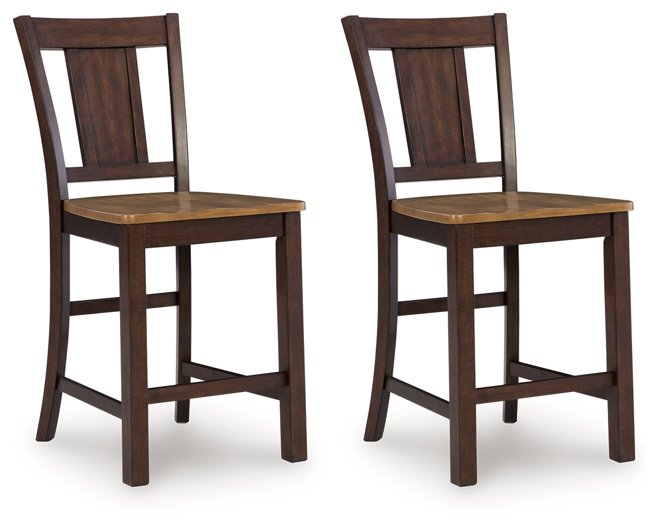 Rylandeen Light Brown/Dark Brown Counter Height Extension Dining Table 4 Barstools and Bench - Ornate Home