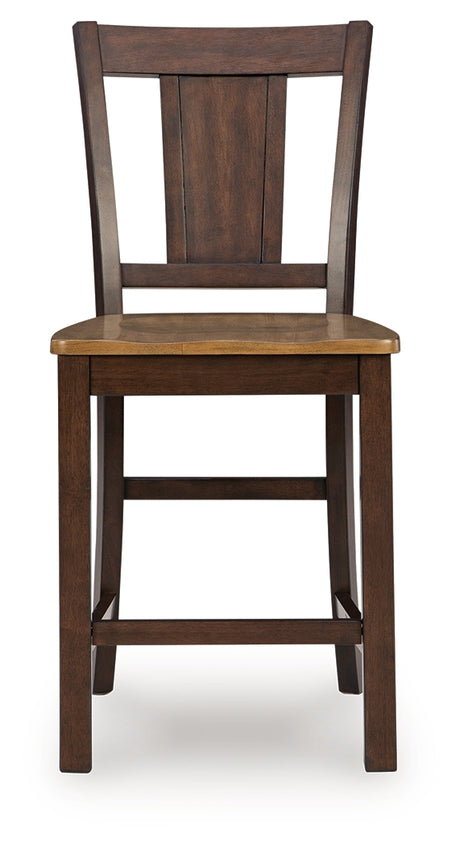 Rylandeen Light Brown/Dark Brown Counter Height Extension Dining Table 4 Barstools and Bench - Ornate Home
