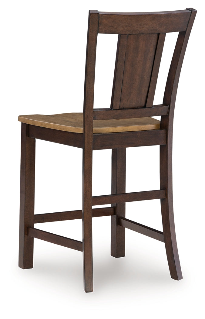 Rylandeen Light Brown/Dark Brown Counter Height Extension Dining Table 4 Barstools and Bench - Ornate Home