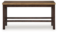 Rylandeen Light Brown/Dark Brown Counter Height Extension Dining Table 4 Barstools and Bench - Ornate Home