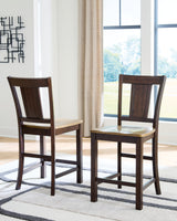 Rylandeen Light Brown/Dark Brown Counter Height Extension Dining Table 4 Barstools and Bench - Ornate Home