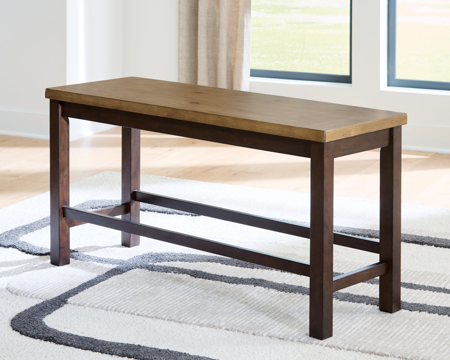 Rylandeen Light Brown/Dark Brown Counter Height Extension Dining Table 4 Barstools and Bench - Ornate Home
