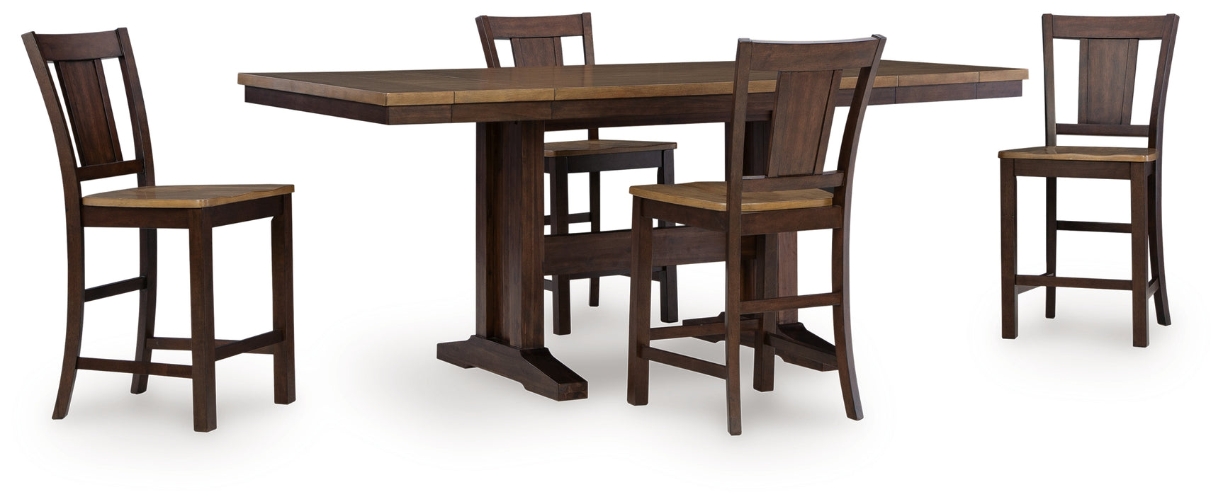 Rylandeen Light Brown/Dark Brown Counter Height Extension Dining Table and 4 Barstools (Online Special Price) - Ornate Home