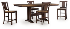 Rylandeen Light Brown/Dark Brown Counter Height Extension Dining Table and 4 Barstools - Ornate Home