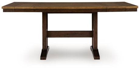 Rylandeen Light Brown/Dark Brown Counter Height Extension Dining Table and 4 Barstools - Ornate Home