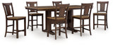 Rylandeen Light Brown/Dark Brown Counter Height Extension Dining Table and 6 Barstools - Ornate Home