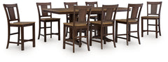 Rylandeen Light Brown/Dark Brown Counter Height Extension Dining Table and 8 Barstools - Ornate Home