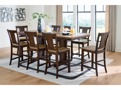 Rylandeen Light Brown/Dark Brown Counter Height Extension Dining Table and 8 Barstools - Ornate Home