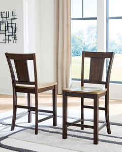 Rylandeen Light Brown/Dark Brown Counter Height Extension Dining Table and 8 Barstools - Ornate Home