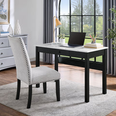 Rylee White/Black Faux Marble Desk - Ornate Home