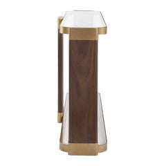 Ryles Brass/Brown/Woodtone Glass Console Table - Ornate Home