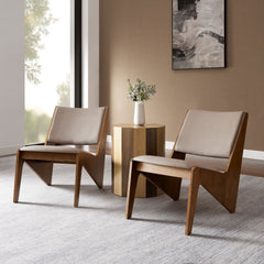 Rylina Walnut/Brown Vegan Leather Accent Chairs (Set of 2) - Ornate Home