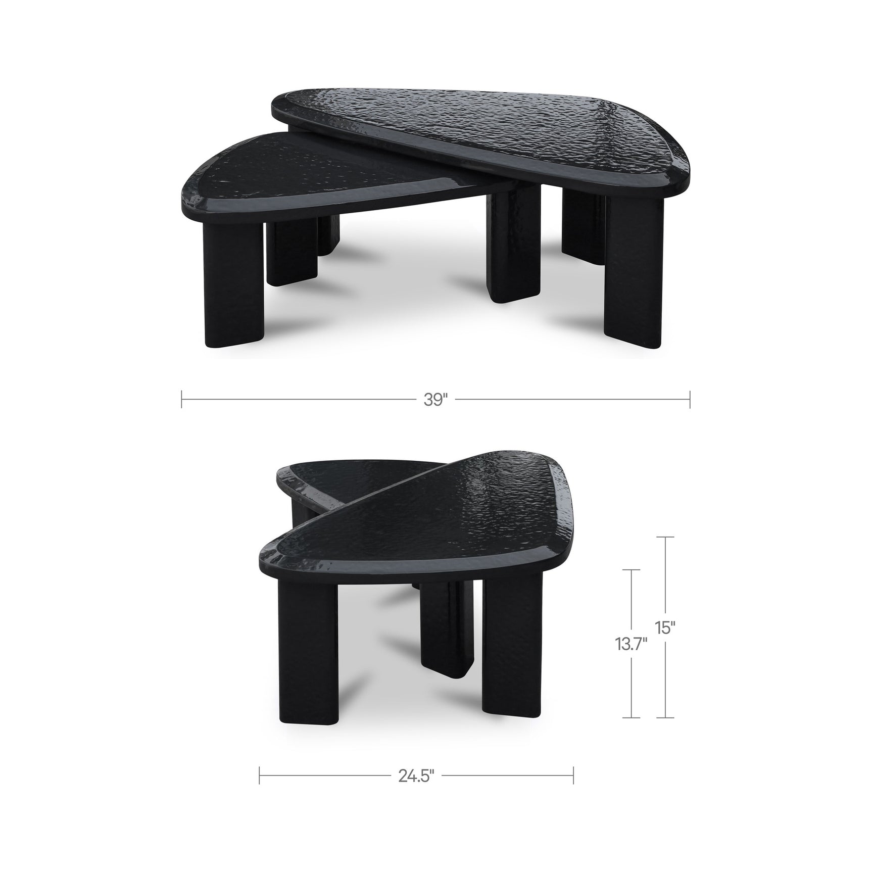 Sophie Charcoal Lacquer Outdoor Nesting Table Set