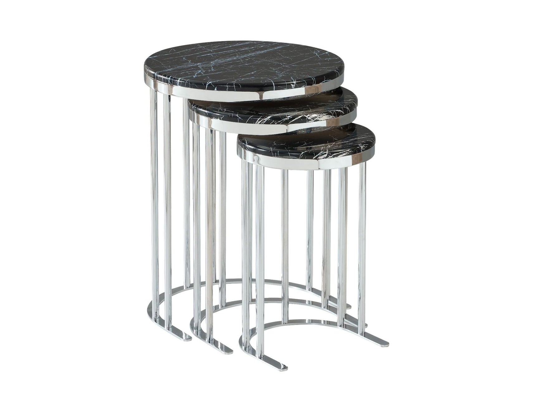 SC 301 Black/Silver Nesting Table - Ornate Home