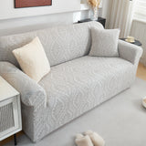 3D Baroque Floral Stretch Sofa Cover Elastic Polar Fleece Couch Slipcover with Straps