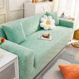 3D Leaves Jacquard Couch Slipcovers Non-Slip Cozy Stretchy Couch Covers for Sectional