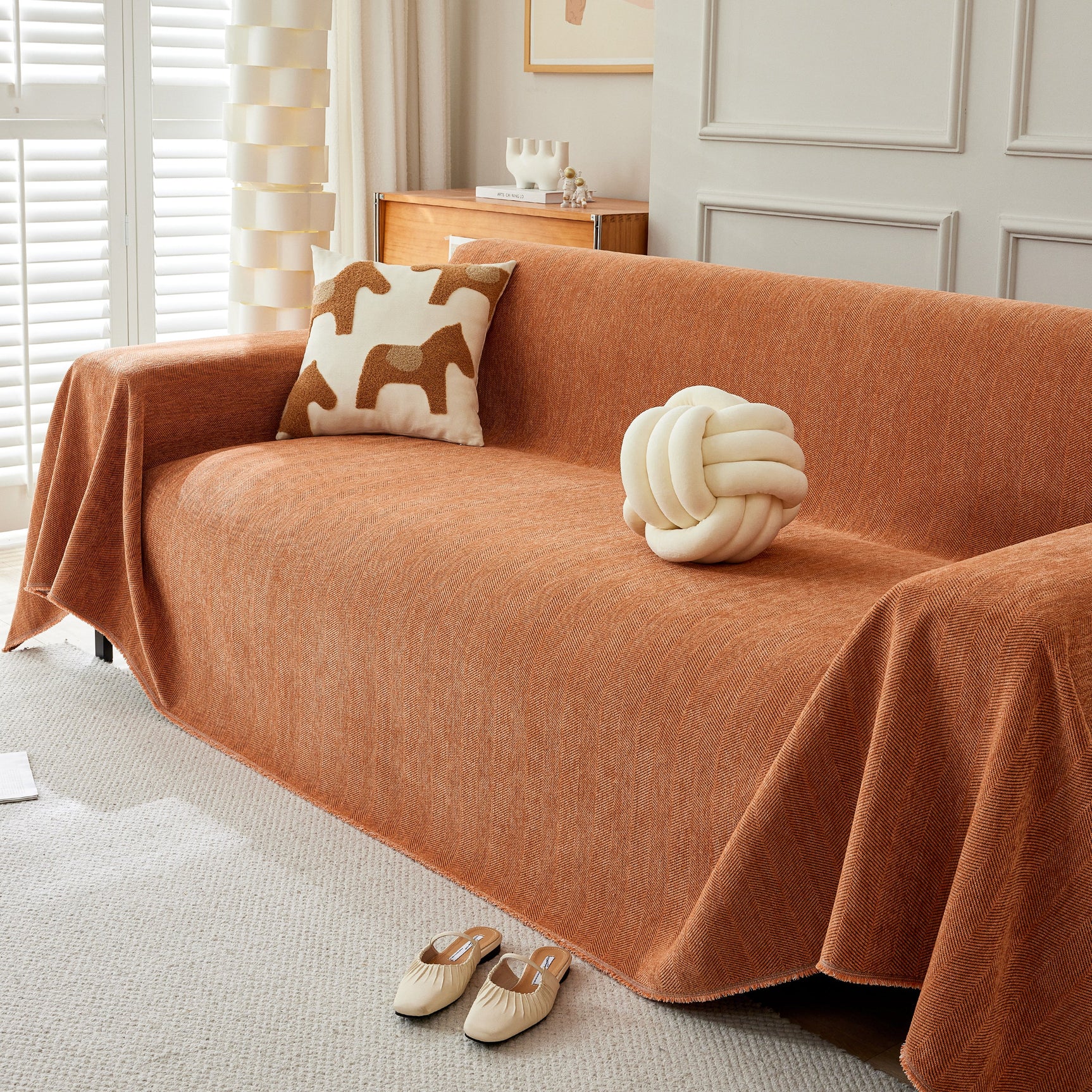 Herringbone Oversized Chenille Couch Throw Cover Sofa Slipcovers Couch Covers for Sectional Couches