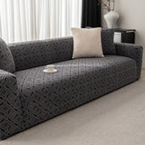 3D Jacquard Geometric Sofa Cover, High Stretch Soft Polar Fleece Slipcover for Couch