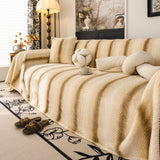 Faux Fur Sofa Cover Washable Furniture Protector for Sectional Warm & Fuzzy Slipcover