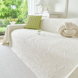 Embossed Leaf Pattern Sofa Cover Blanket for Couch, Soft Cooling Textured Couch Cover
