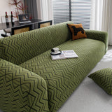 Modern Geometric Jacquard Sofa Slipcover, High Stretch 1-Piece Textured Couch Cover