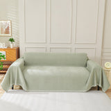 Solid Color Chenille Sofa Throw Blanket, Modern Decor Soft Couch Cover with Fringes