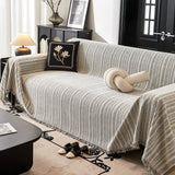 Herringbone Chenille Couch Cover Blanket Soft Durable Throw Sofa Protector with Tassel