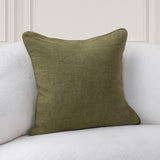 SLD Bedford Olive Green Linen 22x22 Throw Pillow (Set of 2) - Ornate Home