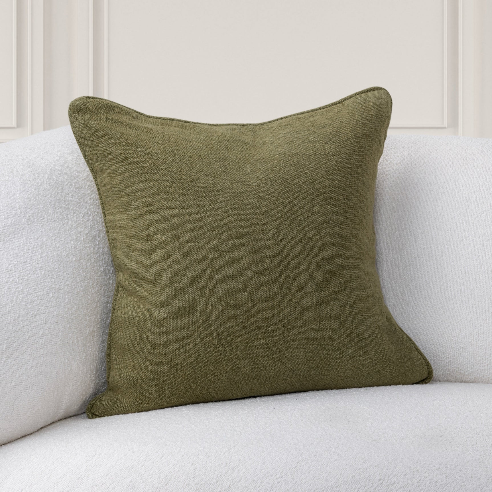 SLD Bedford Olive Green Linen 22x22 Throw Pillow (Set of 2) - Ornate Home