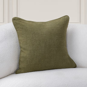 SLD Bedford Olive Green Linen 22x22 Throw Pillow (Set of 2) - Ornate Home