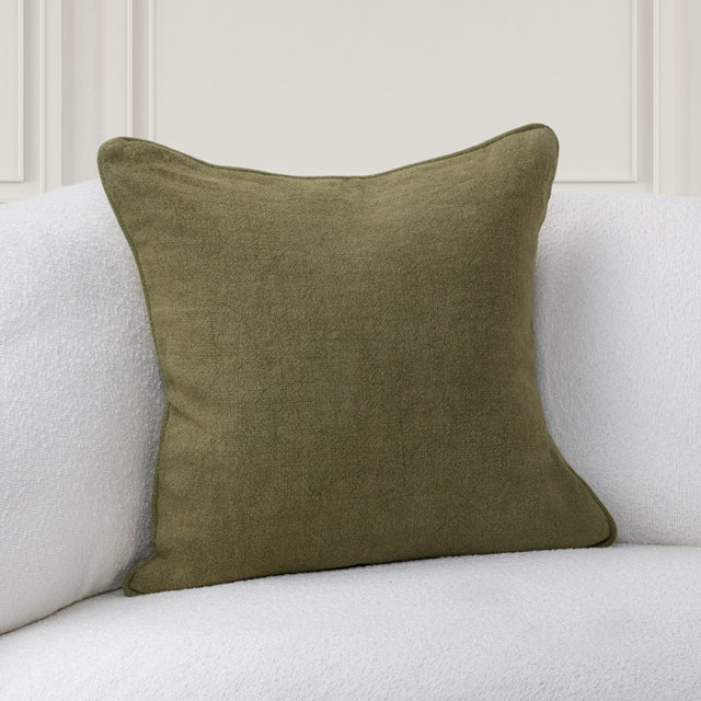 SLD Bedford Olive Green Linen 22x22 Throw Pillow (Set of 2) - Ornate Home