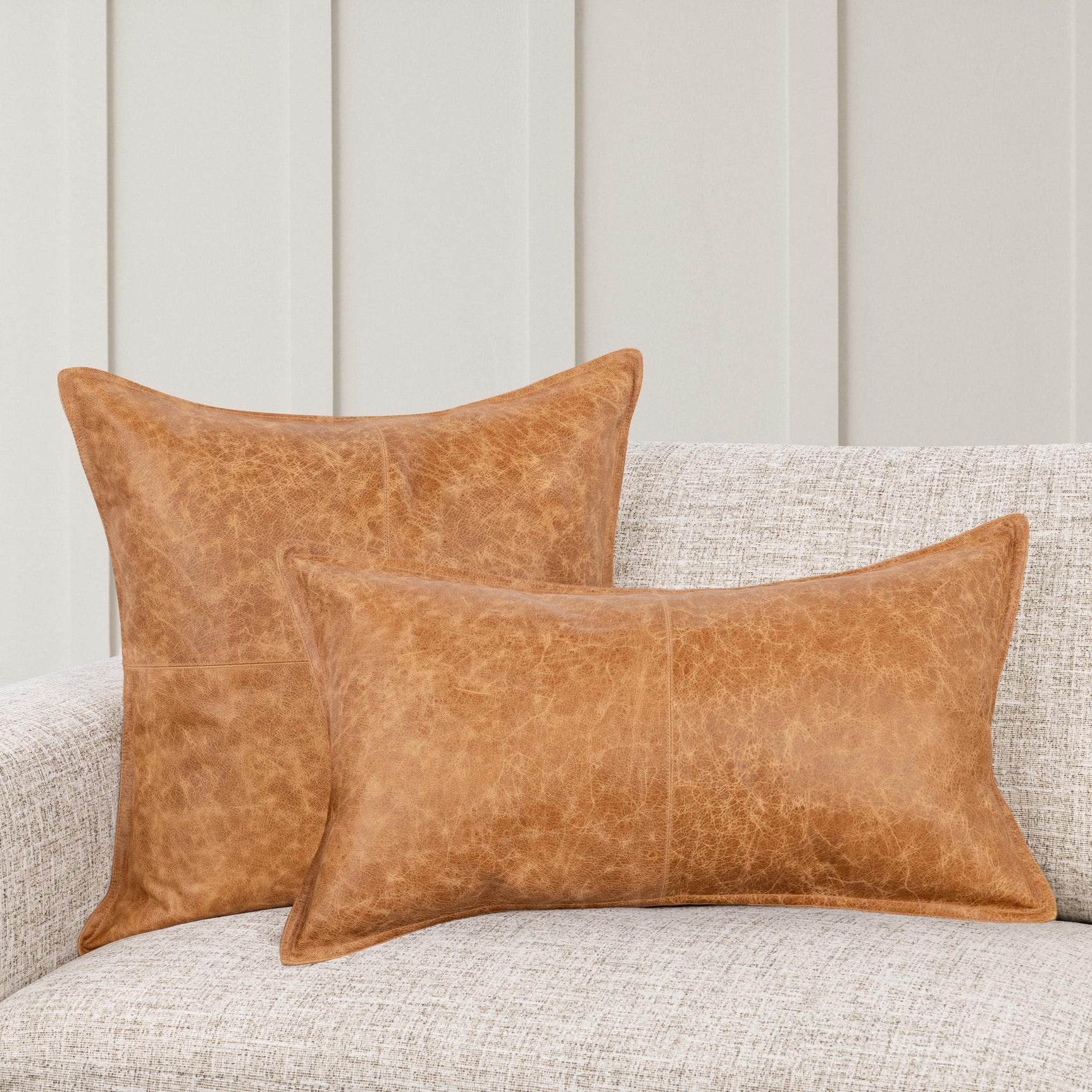 SLD Leather Dumont Chestnut Multiple Sizes Throw Pillow (Set of 2) - Ornate Home