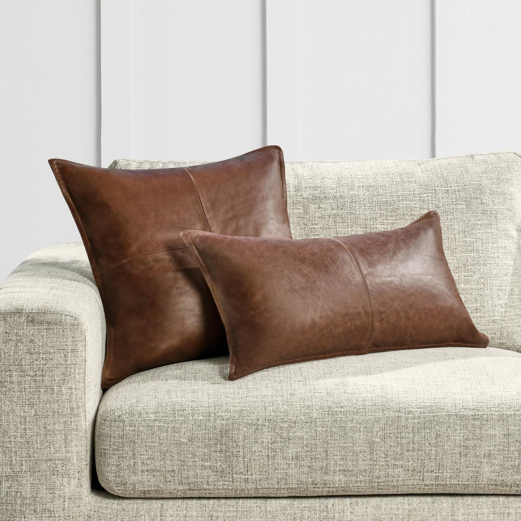 SLD Leather Kona Brown Multiple Sizes Throw Pillow (Set of 2) - Ornate Home