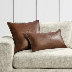 SLD Leather Kona Brown Multiple Sizes Throw Pillow (Set of 2) - Ornate Home