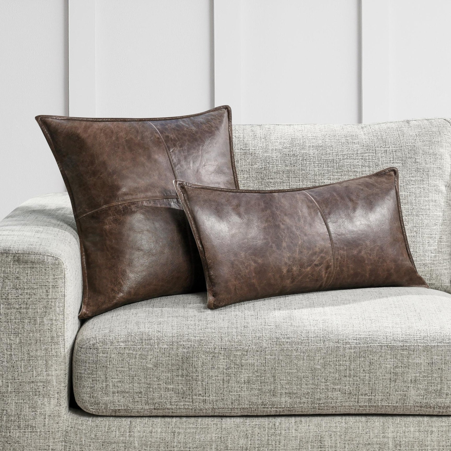 SLD Leather Parsons Cocoa Multiple Sizes Throw Pillow (Set of 2) - Ornate Home