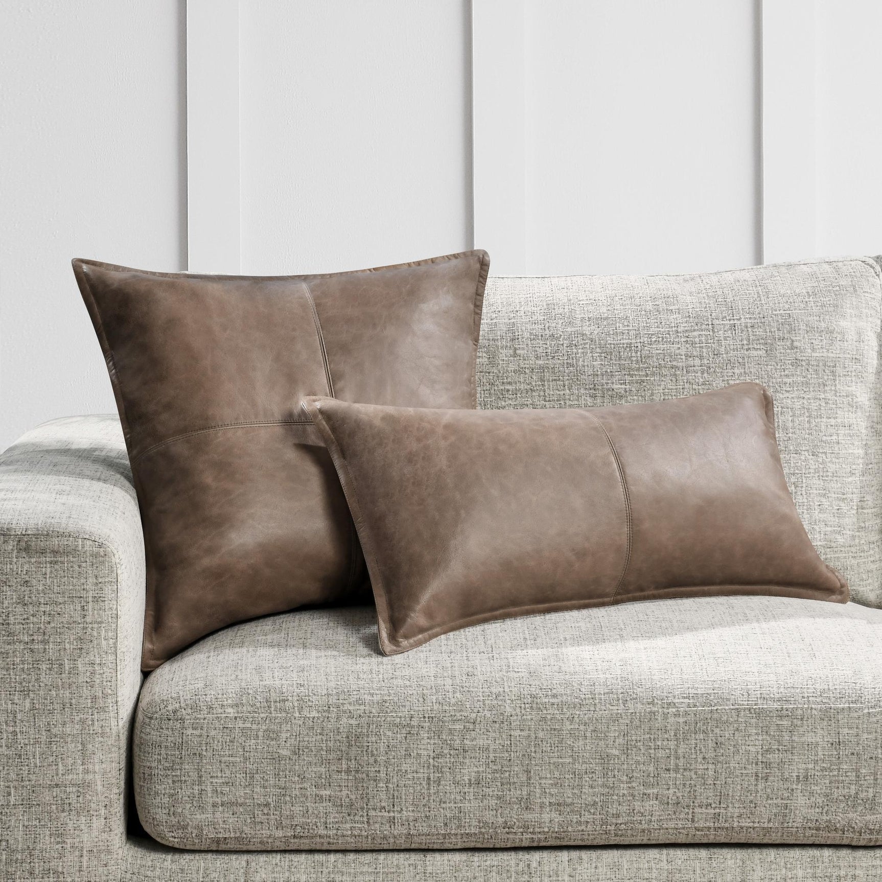 SLD Leather Sandstorm Taupe Multiple Sizes Throw Pillow (Set of 2) - Ornate Home