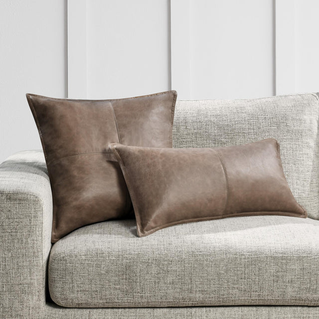 SLD Leather Sandstorm Taupe Multiple Sizes Throw Pillow (Set of 2) - Ornate Home