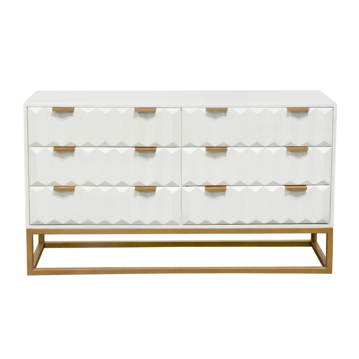 Spectrum White/Gold Wood Dresser - Ornate Home