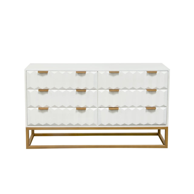 Spectrum White/Gold Wood Dresser - Ornate Home